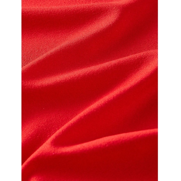 Red Large Flower One Shoulder Bodysuit Slim Fit Asymmetrical - Picture 11 of 12